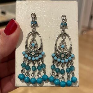 Elegant Silver and Blue Dangle Earrings